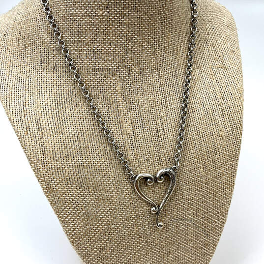 Designer Brighton Silver-Tone Adore Me Heart Lobster Clasp Pendant Necklace image number 1