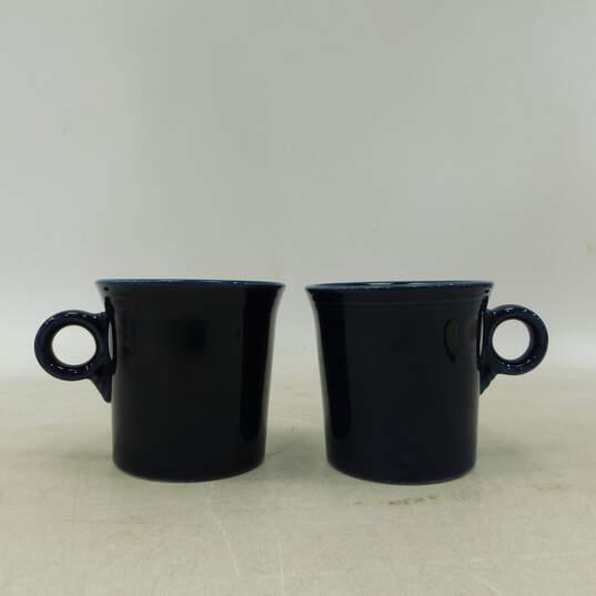VTG Fiestaware Cobalt Blue Ring Handle Coffee Mugs Set of 4 image number 5