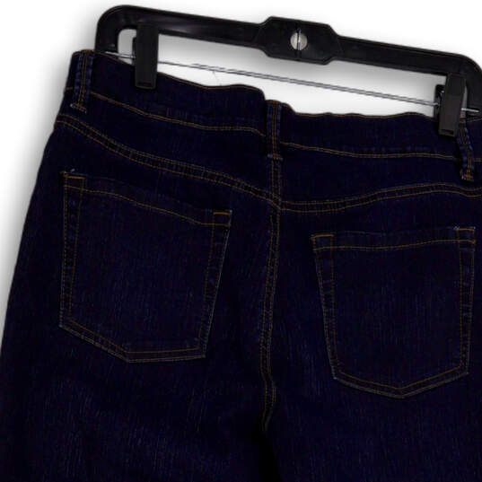 Womens Blue Denim Dark Wash Pockets Straight Leg Capri Jeans Size 10 image number 4