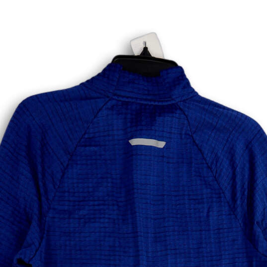 Mens Blue Mock Neck Long Sleeve 1/4 Zip Activewear T-Shirt Size Medium image number 4