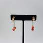 Antique 14k Gold FW Pearl & Coral Screw Back Earrings 4.8g image number 4