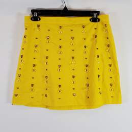 J Crew Women Yellow Sequin Skirt 6  NWT