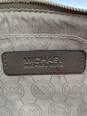 Michael Kors Womens Beige Leather Lined Zip Top Studded Wristlet Wallet Handbag image number 7