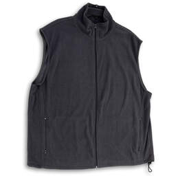 Mens Gray Sleeveless Mock Neck Pockets Full-Zip Fleece Vest Size XL