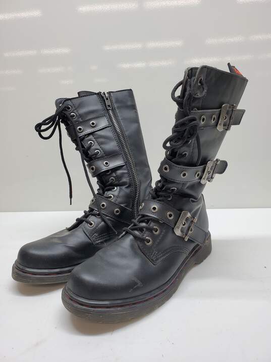 Demonia Black Mid Calf Combat Boots Mens Size 13 image number 1