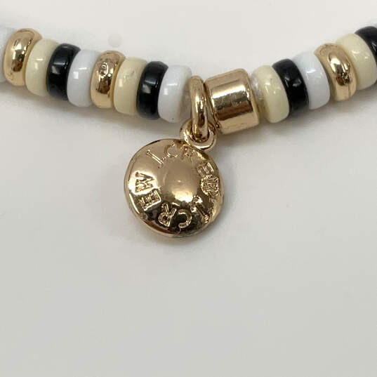 Designer J. Crew Gold-Tone White Black Stacking Seed Beaded Bracelet image number 3