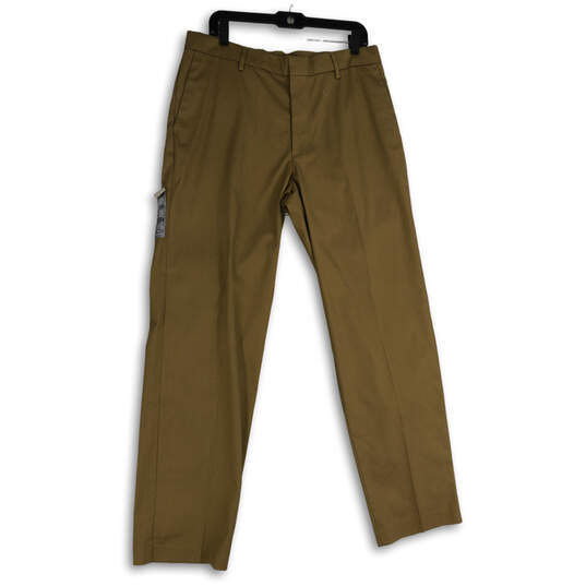 NWT Mens Khaki Flat Front Classic Fit Straight Leg Ankle Pants Size 34x34 image number 1