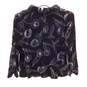 GIORGIO ARMANI Black Velvet with Blue & Teal Floral Print Peplum Blazer Jacket Size 48 EU with COA image number 4