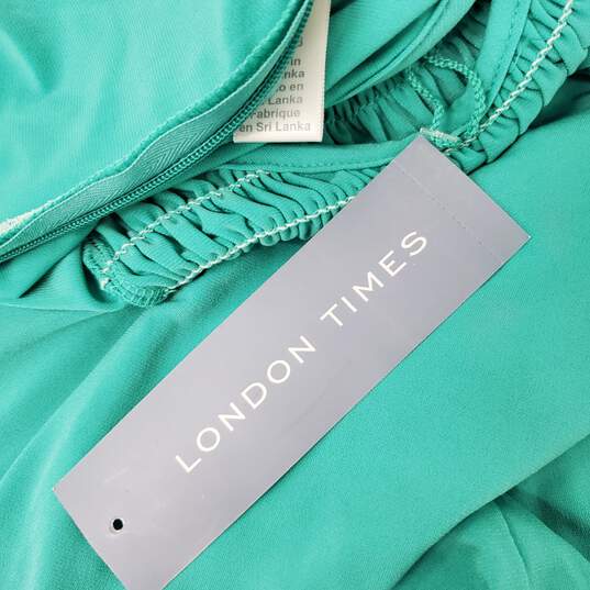 NWT London Times Fashion Polyester Blend Teal Jump Suit Dress Size 16-US image number 5