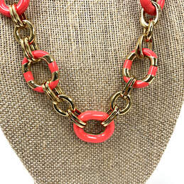 Designer Kate Spade Gold-Tone Striped Mod Moment Coral Link Chain Necklace alternative image