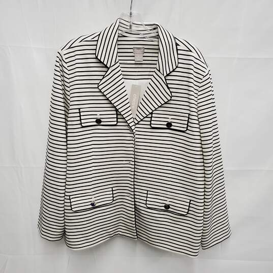 NWT Chico's WM's Black & White Striped Knit Jacket Size 3P image number 1