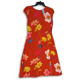 NWT Loft Womens Multicolor Floral Round Neck Back Zip A-Line Dress Size 4