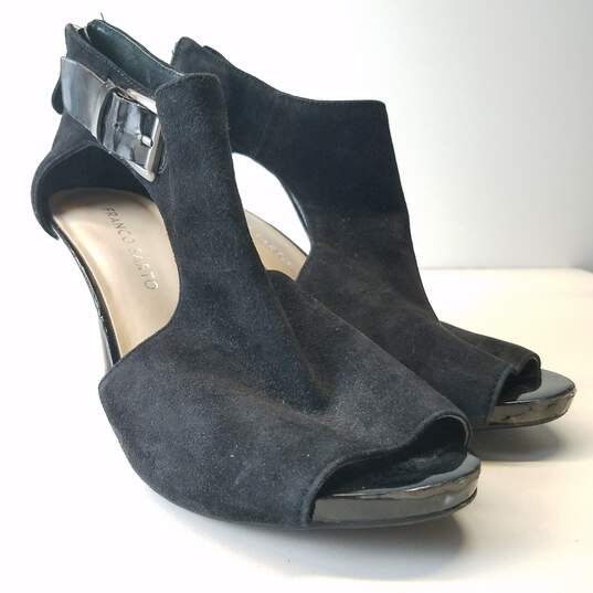 Franco Sarto Black Leather Suede Pump Heels Shoes Size 7.5 image number 8
