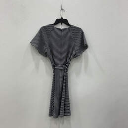 NWT Womens Blue White Striped Short Sleeve Back Zip A-Line Dress Size 6 alternative image