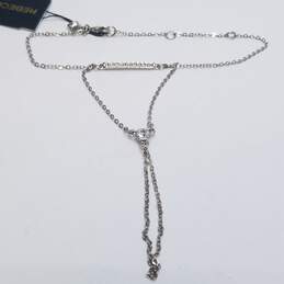Rebecca Minkoff Silver Tone Crystal Double V Hand Chain 8 1/4" Bracelet 4.0g alternative image