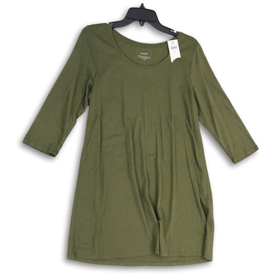 NWT Womens Green PureJill Round Neck 3/4 Sleeve Tunic Blouse Top Size M image number 1