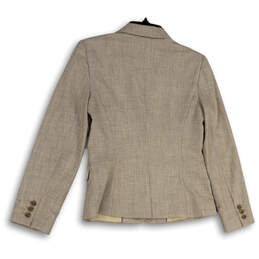 Womens Brown White Long Sleeve Notch Lapel Pockets Two Button Blazer Sz 4P alternative image