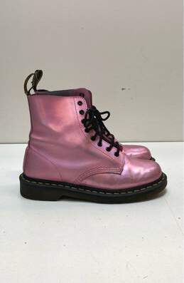 Dr Martens Reflective Metallic Leather Combat Boots Mallow Pink 9
