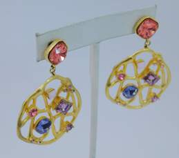 Gerard Yosca Designer Colorful Rhinestone Gild Tone Earrings 20.7g