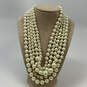 Designer J. Crew Gold-Tone Multi Strand Faux Pearl Beaded Necklace image number 1