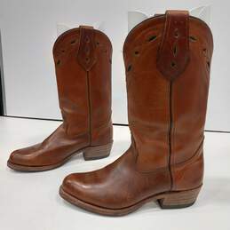 Men's Brown Leather Cowboy Boots Size 8D alternative image