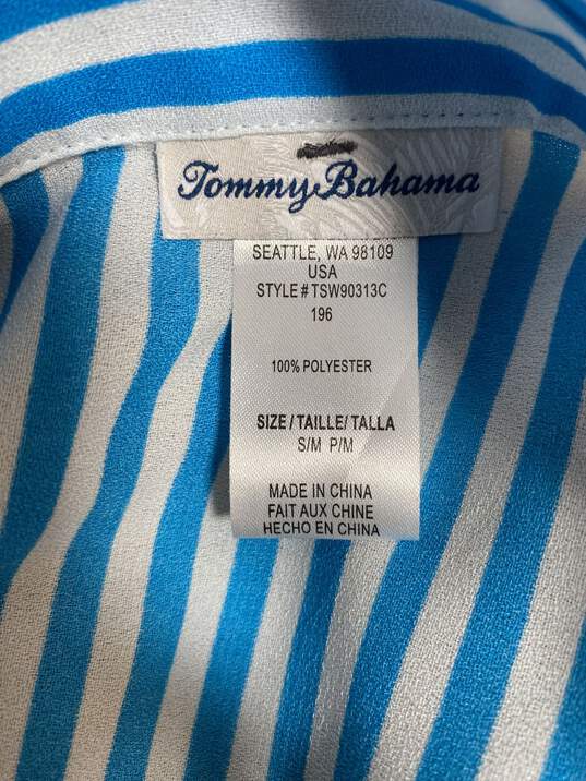 Tommy Bahama Women Blue Striped Collared Poncho S/P image number 3
