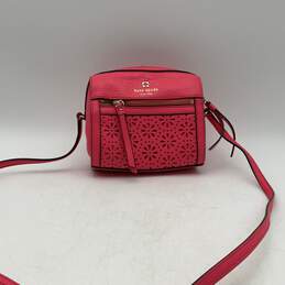 Kate Spade Womens Pink Leather Adjustable Strap Inner Pocket Crossbody Handbag