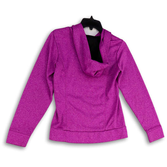 Womens Purple Long Sleeve Kangaroo Pocket Pullover Hoodie Size SP image number 2