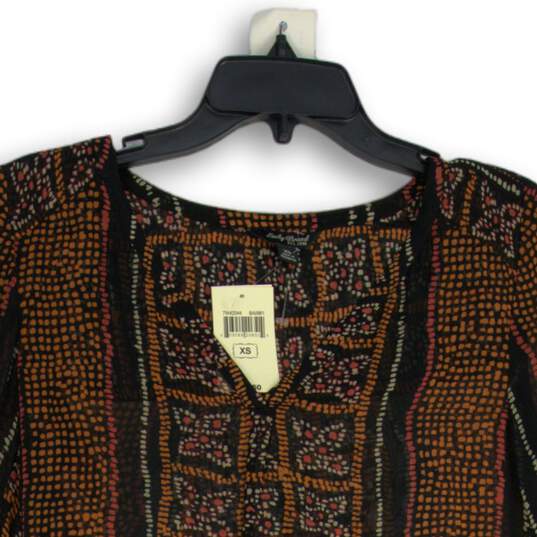NWT Womens Multicolor Printed Long Sleeve V-Neck Pullover Blouse Top Size XS image number 3