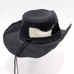 Vintage Bullhide Comancha Leather & Black White Calf Hair Western Cowboy Hat