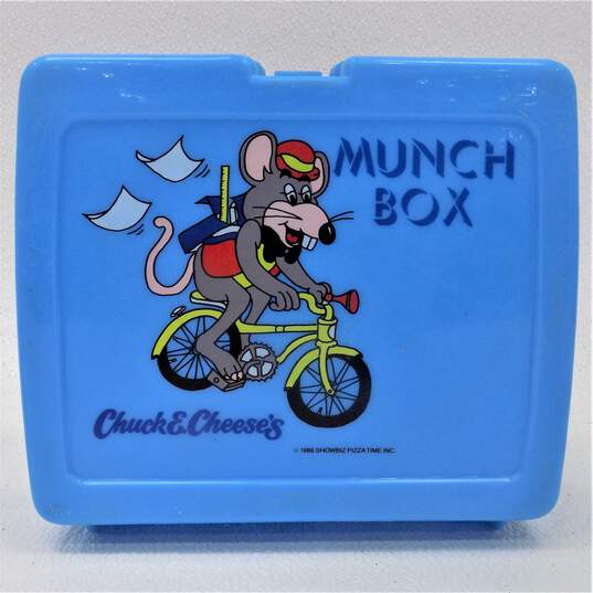 VTG 1986 Chuck E. Cheese Munch Box Blue Lunchbox & Thermos Showbiz Pizza image number 2