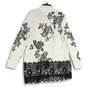 NWT Womens Black White Floral Long Sleeve Open Front Cardigan Sweater Sz 2 image number 2