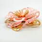 Vintage Emmons Gold Tone & Pink Enamel Swirl Flower Clip-On Earrings & Brooch Demi Parure 34.2g image number 7