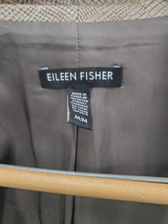 Women Eileen Fisher Enigma Jacquard Funnel Silk Blend Jacket Size-M image number 4