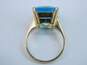 14K Yellow Gold Emerald Cut Blue Topaz Cocktail Ring 8.5g image number 3
