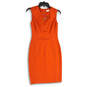 NWT Womens Orange O-Ring Keyhole Neck Knee Length Sheath Dress Size 2 image number 1