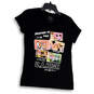 Womens Black Graphic Print Short Sleeve Crew Neck Pullover T-Shirt Size S image number 1
