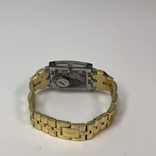 Designer Swatch Swiss Two-Tone Rhinestone Square Dial Analog Wristwatch image number 5
