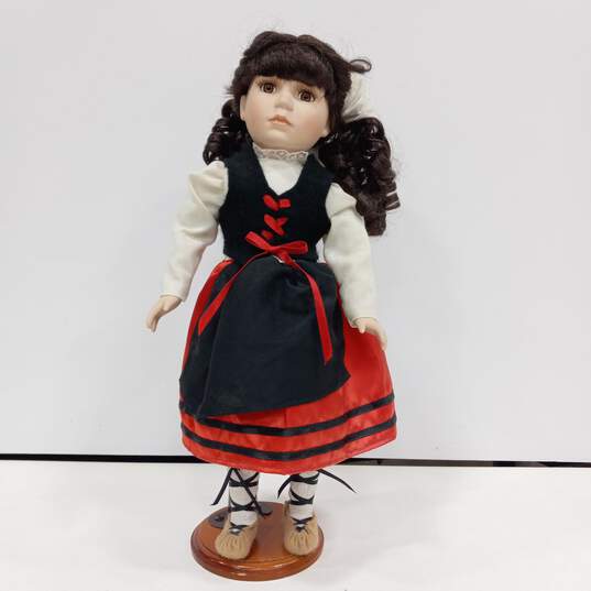 Dandee Collectors Porcelain Doll w/ Stand image number 1