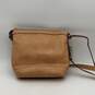 NWT Concept Womens Beige Leather Adjustable Strap Zipper Crossbody Bag Purse image number 2