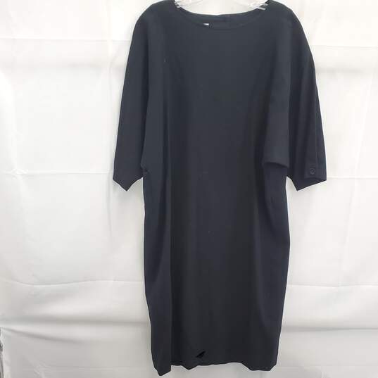 Vintage Adrian-Avery Black Wool Crepe Dress Women's Size 12 image number 1
