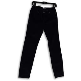 Womens Black Dark Wash Denim Pockets Stretch Skinny Leg Jeans Size 4/27