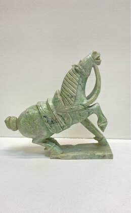 Stone Horse Statue Hand Crafted Oriental Green Stone Folk Art Sculpture