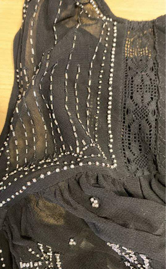 Free People Womens Black Viscose Beaded Sleeveless V-Neck Tank Top Size X-Small image number 4