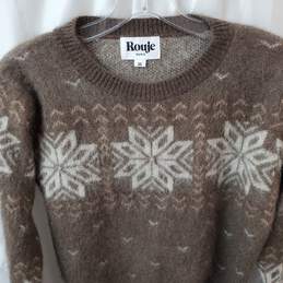 Rouje Women's Paris Brown Printed Crew Neck Sweater in FR Size 36 alternative image