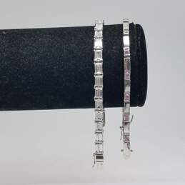 S.B. Sterling Silver Crystal 7.5" Tennis Bracelet Bundle 2pcs 24.4g