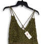 NWT Womens Green Pleated V-Neck Sleeveless Crochet A-Line Dress Size XL image number 3