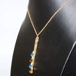 10K Yellow Gold Gemstone Tassel Rolo Chain Necklace - 4.9g alternative image