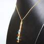 10K Yellow Gold Gemstone Tassel Rolo Chain Necklace - 4.9g image number 2
