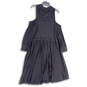 NWT Womens Black Cold Shoulder High Neck Stretch Short Sweater Dress Size 3 image number 2